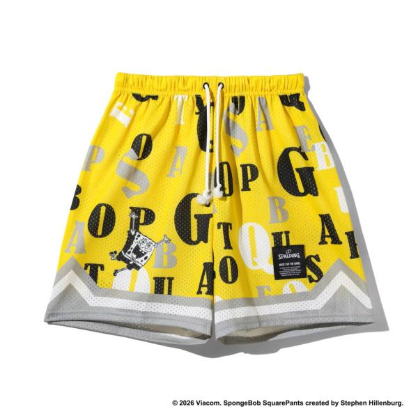SPALDING ジュニア ジャージーショーツ スポンジボブ タイポグラフィ 【SJP26047】イ...