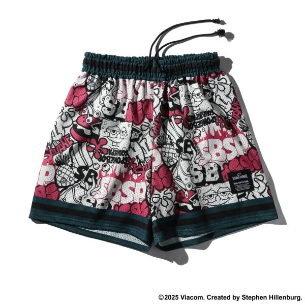 SPALDING　ジャージーショーツ スポンジ・ボブ グラフティ【SMP25156S】ワイン