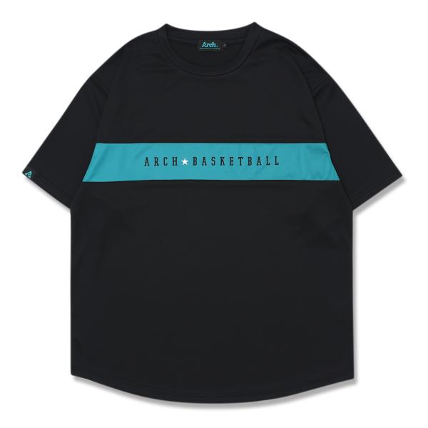 Arch bi-color paneled tee  【T126106】black/teal