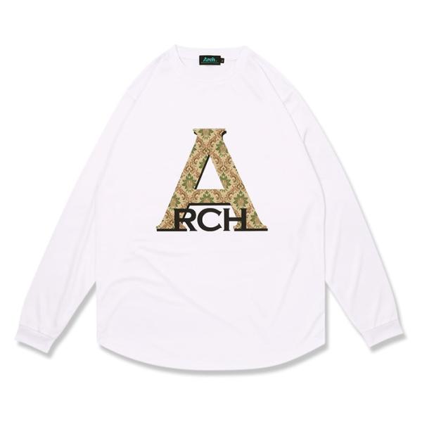 Arch damask lettered L/S tee 【T322110】white