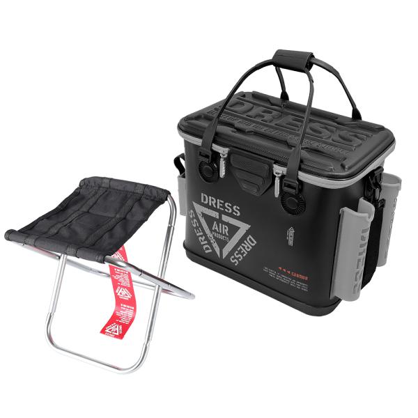 【特価】DRESS バッカン+ PLUS コンパクトチェア付き 容量34L ブラック/グレー