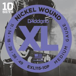 D'Addario XL NICKEL EXL115-10P Blues/Jazz Rock ダダリオ (エレキギター弦) (10セット)｜tiptoptone