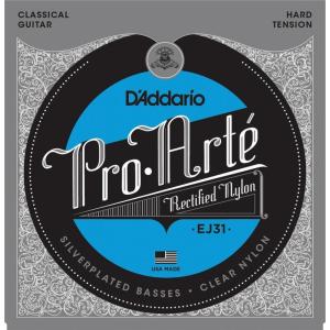 D'Addario PRO-ARTE RECTIFIED EJ31 Silver Wound/Rectified Clear Nylon - Hard ダダリオ (クラシックギター弦) (ネコポス)｜tiptoptone