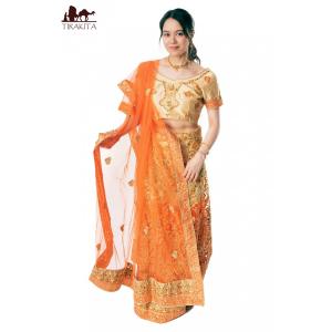 送料無料 パーティードレス コスプレ ウェディングドレス インドのレヘンガドレスセット 民族衣装 サリー｜tirakita-shop