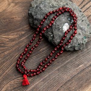 数珠 インドの数珠 ネックレス 首飾り 赤色檀 アジア エスニック アクセサリー アンクレット ピアス リング｜tirakita-shop