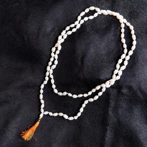 送料無料 数珠 インドの数珠 ネックレス 首飾り (鑑定書付)インドの数珠 108個のサークルパール 約45cm 真珠｜tirakita-shop