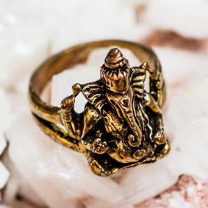 リング 指輪 アクセサリー 金色 ガネーシャのゴールドリング インド 神様 バングル エスニック アジア