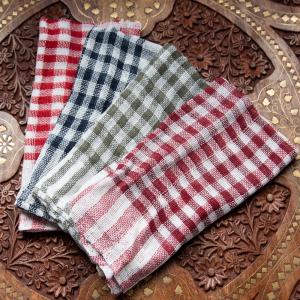 布 台布巾 台ふきん ダスター (約40cm×約40cm)インドのコットンダスター 4枚セット 小さな布 キッチンクロス｜tirakita-shop