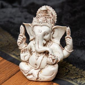 神様 神様像 レジン インド ホワイト・ガネーシャ 約11cm 置物 エスニック アジア 雑貨