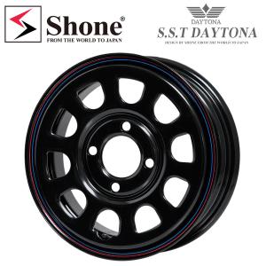 新品 1本価格 会社宛 送料無料 14×5J 4穴 100mm ET+42 SHONE SST DAYTONA デイトナブラック 赤青ライン 軽自動車 軽カー各種 NO,SH179