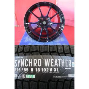 4本 中古 WedsSPORT SA-55M 8.0J+35 5H-114.3 新品 ダンロップ シンクロウェザー 2026年 225/55R18インチ アウトランダー デリカD:5