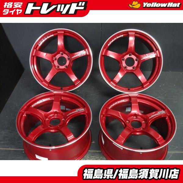 ヨコハマ アドバン TC-4 8.5J-18 +45 114.3 レーシングキャンディレッド＆リング...