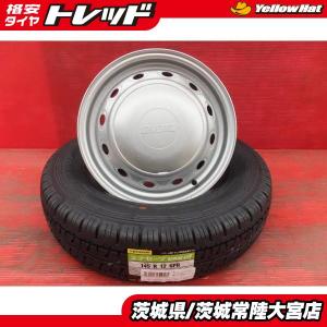 145R12 6PR 23年製 ダンロップ エナセーブ VAN01 社外スチール 12インチ 4J +40 4H100-110-114.3 マルチ 新品夏タイヤ 中古ホイールセット｜tire-shop-tread