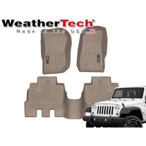 WeatherTech ウェザーテック フロアーマット JEEP JK ラングラー 2014〜2017 4ドア 右ハンドル フロント/リアセット用 色:タン 品番:455731-455732｜tire1ban