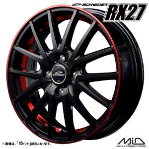 ホイール4本セット M.I.D SCHNEIDER RX27 シュナイダー 12インチ リム幅4.0J インセット+42 4穴 PCD100 ブラック/リム＆アンダーカットポリッシュレッドクリアー