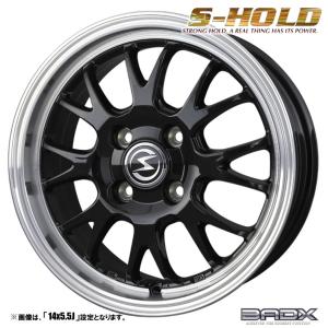 ホイール4本セット BADX バドックス S-HOLD エスホールド S-8M 15インチ リム幅4.5J インセット+45 4穴 P.C.D100 ブラック/リムポリッシュ｜tireichiba