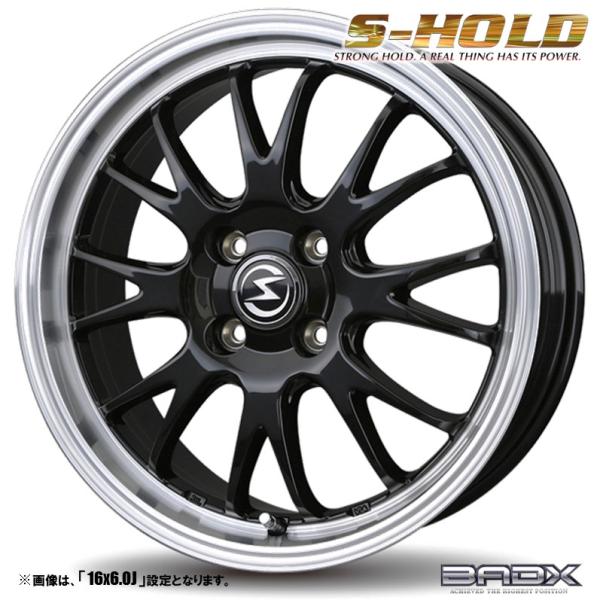 ホイール4本セット BADX S-HOLD エスホールド S-8M 16インチ リム幅6.0J イン...