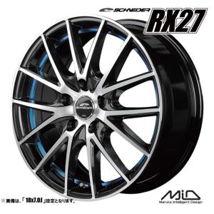 ホイール4本セット M.I.D SCHNEIDER RX27 シュナイダー 17インチ リム幅7.0J インセット+48 5穴 PCD114.3 ブラックポリッシュ/アンダーカットブルークリアー｜tireichiba