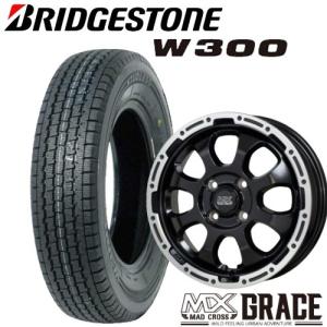 145/80R12 80/78N 軽トラック・軽バン用スタッドレスタイヤ4本セット ブリヂストン W300 12X4.00B　4穴　PCD：100 MAD CROSS GRACE/マッドクロス グレイス｜tiremart24