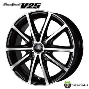 4本購入で送料無料 Eurospeed V25 14インチ 14x5.5J 4/100 +38 BP ブラックポリッシュ 新品ホイール1本価格 【代引き不可】｜tireshop4u