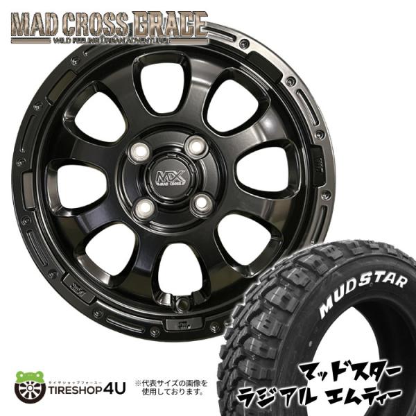 タイヤホイール4本セット MAD CROSS GRACE 14x4.5J 4/100 +45 BK ...