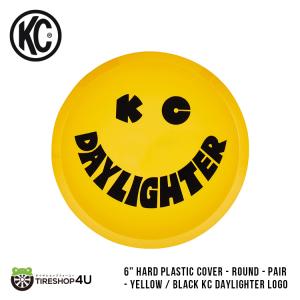 KC HiLiTES 6Hard Plastic Cover - Round - Pair - Yellow / Black KC Daylighter Logo ライトカバー 強化プラスチック イエロー × ブラック｜tireshop4u