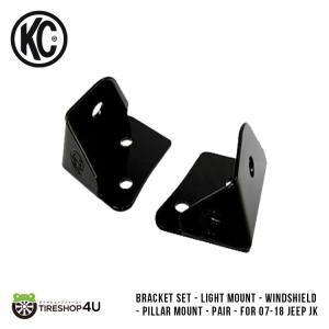 KC HiLiTES Bracket Set - Light Mount - Windshield - Pillar Mount - Pair - for 07-18 Jeep JK ライトブラケット ジープ ラングラー JK用｜tireshop4u