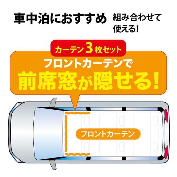 車用 カーテン フロント 3枚セット UV99％カット 車中泊 汎用サイズ フック取付 紫外線 仕切...