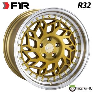 4本購入で送料無料 F1R R32 18x8.5J 5/112 +40 Brushed Gold/Polish Lip 新品ホイール1本価格 【代引き不可】｜tireshop4u