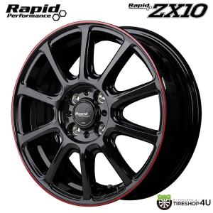 4本購入で送料無料 RAPID PERFORMANCE ZX10 15x4.5J 4/100 +45 BRL ブラック+リムレッドライン 新品ホイール1本価格 【代引き不可】｜tireshop4u