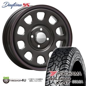 タイヤホイール4本セット DAYTONA SS 14x5.0J 4/100 +42 BLACK (red/blue line) YOKOHAMA GEOLANDAR X-AT G016A 155/65R14 LT 78/75Q｜tireshop4u