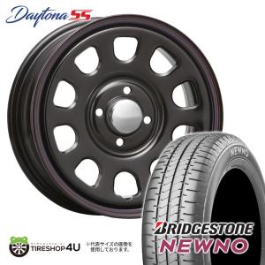 タイヤホイール4本セット DAYTONA SS 14x5.0J 4/100 +42 BLACK (red/blue line) BRIDGESTONE NEWNO 155/65R14 75H｜tireshop4u