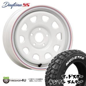 タイヤホイール4本セット DAYTONA SS 15x6.0J 5/108 +30 TRICOLORE WHITE (red/blue line) MUDSTAR RADIAL M/T 195/65R15｜tireshop4u