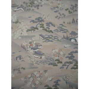 正絹ちりめん生地  古布再生柄 荘園文様　 31cm×50cm　縮緬細工に最適な絹生地