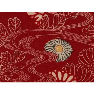 正絹ちりめん生地  古布再生柄  流水菊文様　 31cm×50cm　縮緬細工に最適な絹生地