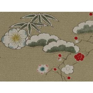 正絹ちりめん生地  古布再生柄  No16 雪松竹梅　 31cm×50cm　縮緬細工に最適な絹生地