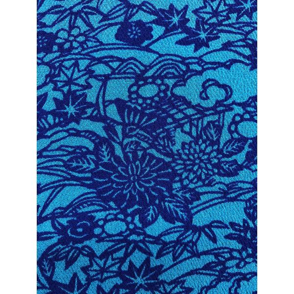 正絹ちりめん生地　10ｃｍ単位　単色柄 青系　No32　古布のような風合いの縮緬　幅31cm