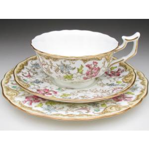 コウルドン 藍縁金彩花絵 トリオ カップ＆ソーサー＆プレート