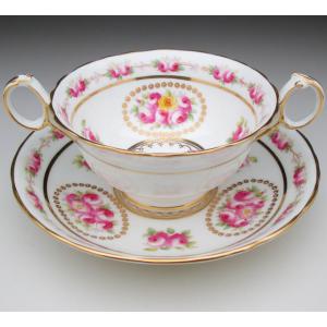 ノリタケ オールドノリタケ ブルー地金盛り薔薇絵 カップ＆ソーサー (b