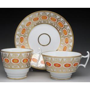 コウルドン 藍縁金彩花絵 トリオ カップ＆ソーサー＆プレート