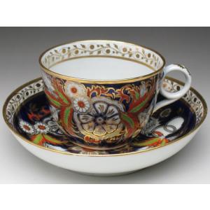 コウルドン 藍縁金彩花絵 トリオ カップ＆ソーサー＆プレート