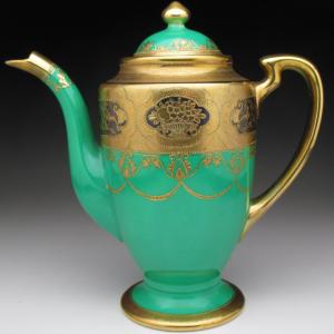 ノリタケ オールドノリタケ アールデコ グリーン地 コーヒーポット (b