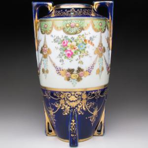 ノリタケ オールドノリタケ 金彩盛り上げ薔薇絵 花瓶 : アンティーク