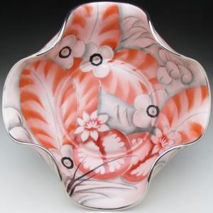 ノリタケ オールドノリタケ 茶地金盛り薔薇絵 花瓶 : アンティーク