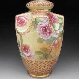 ノリタケ オールドノリタケ オレンジ色地金盛り花文 スクエアボウル