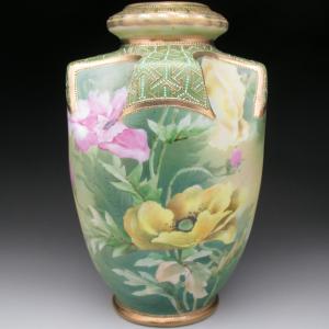 ノリタケ オールドノリタケ 盛り上げエジプト風景絵 花瓶 23cm