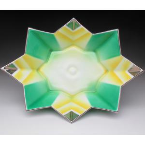 ノリタケ オールドノリタケ オレンジ色地金盛り花文 スクエアボウル