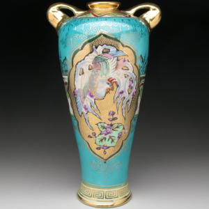 ノリタケ オールドノリタケ オレンジ色地金盛り花文 スクエアボウル