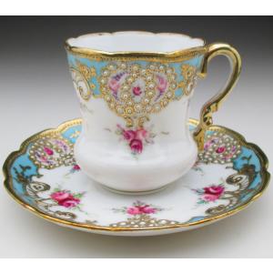 最終値下げ オールドノリタケ 金彩盛上バラ文皿 花 骨董 西洋食器 アンティーク Noritake - 最終値下げ オールドノリタケ 金彩盛上バラ文皿 花