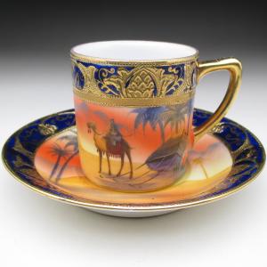 ノリタケ オールドノリタケ コバルト金盛り砂漠風景絵 カップ
